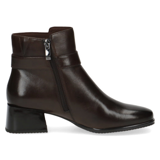 Caprice 25340 41 337 Ladies Dark Brown Leather Side Zip Ankle Boots