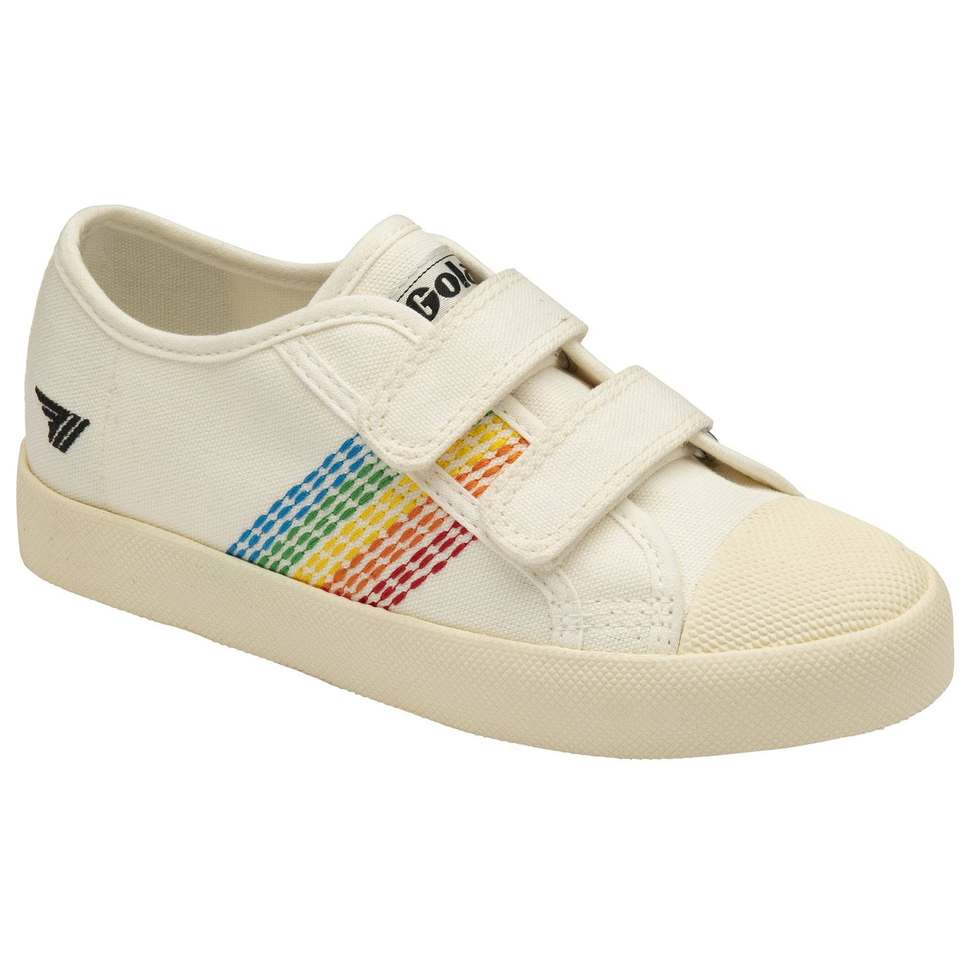 Gola Coaster Rainbow Stitch Girls Off White Multi Touch Fastening