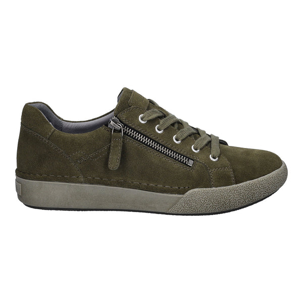 Josef Seibel 69913 Claire 13 Ladies Moos Green Suede Arch Support Zip & Lace Trainers-elevate your sole