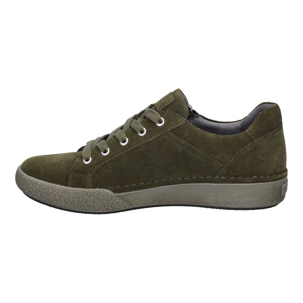 Josef Seibel 69913 Claire 13 Ladies Moos Green Suede Arch Support Zip & Lace Trainers-elevate your sole