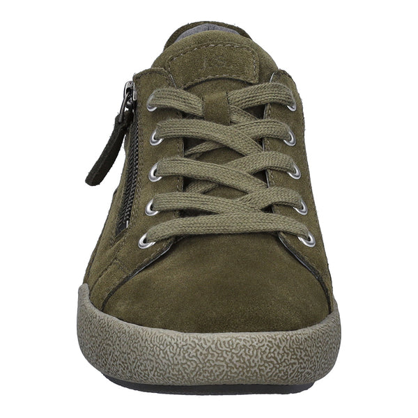 Josef Seibel 69913 Claire 13 Ladies Moos Green Suede Arch Support Zip & Lace Trainers-elevate your sole