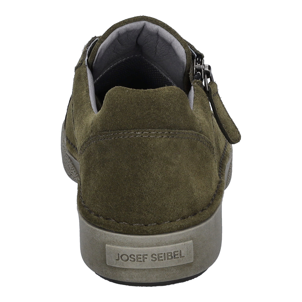 Josef Seibel 69913 Claire 13 Ladies Moos Green Suede Arch Support Zip & Lace Trainers-elevate your sole