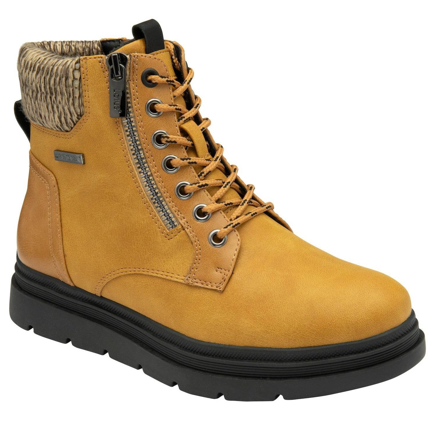 Lotus Saundra Ladies Mustard Waterproof Zip Lace Ankle Boots