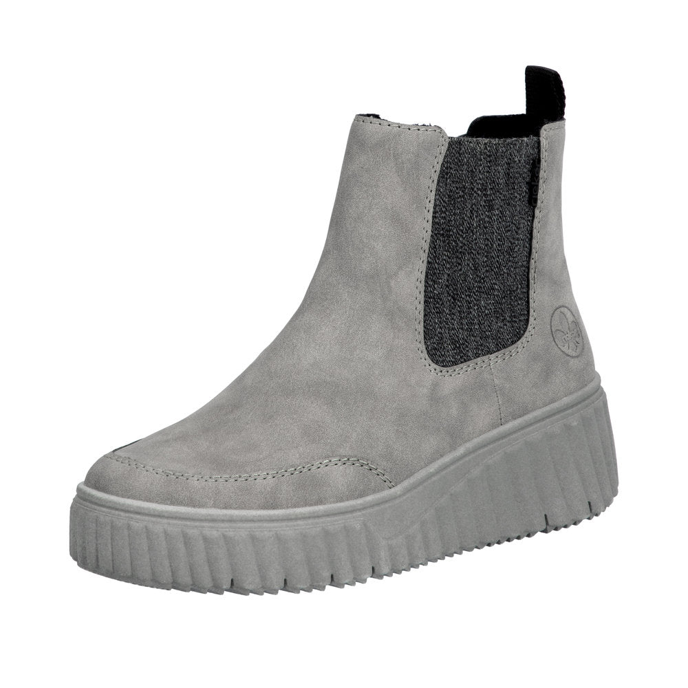 Rieker N2553-40 Ladies Grey Side Zip Ankle Boots-elevate your sole