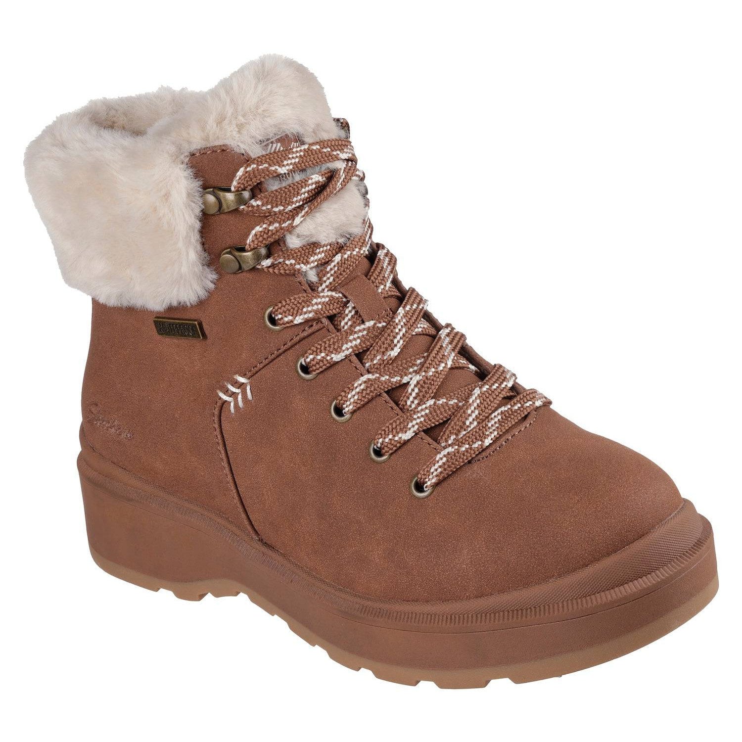 Skechers 168087 Park City Ladies Chestnut Brown Lace Up Ankle Boots elevate your sole