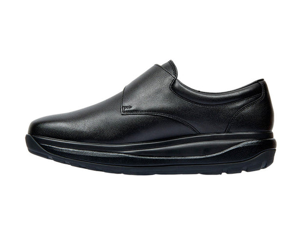 Joya Edward Black Mens Leather Arch Support Touch Fasten Shoes