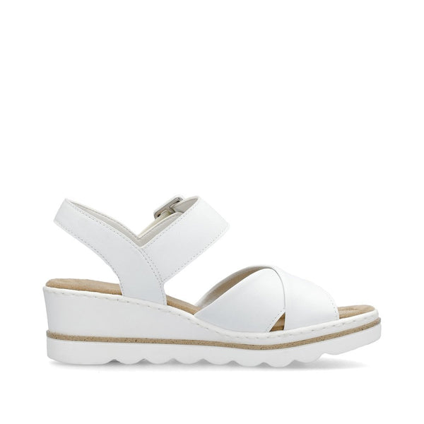 Rieker 67463-80 Ladies White Leather Touch Fastening Sandals