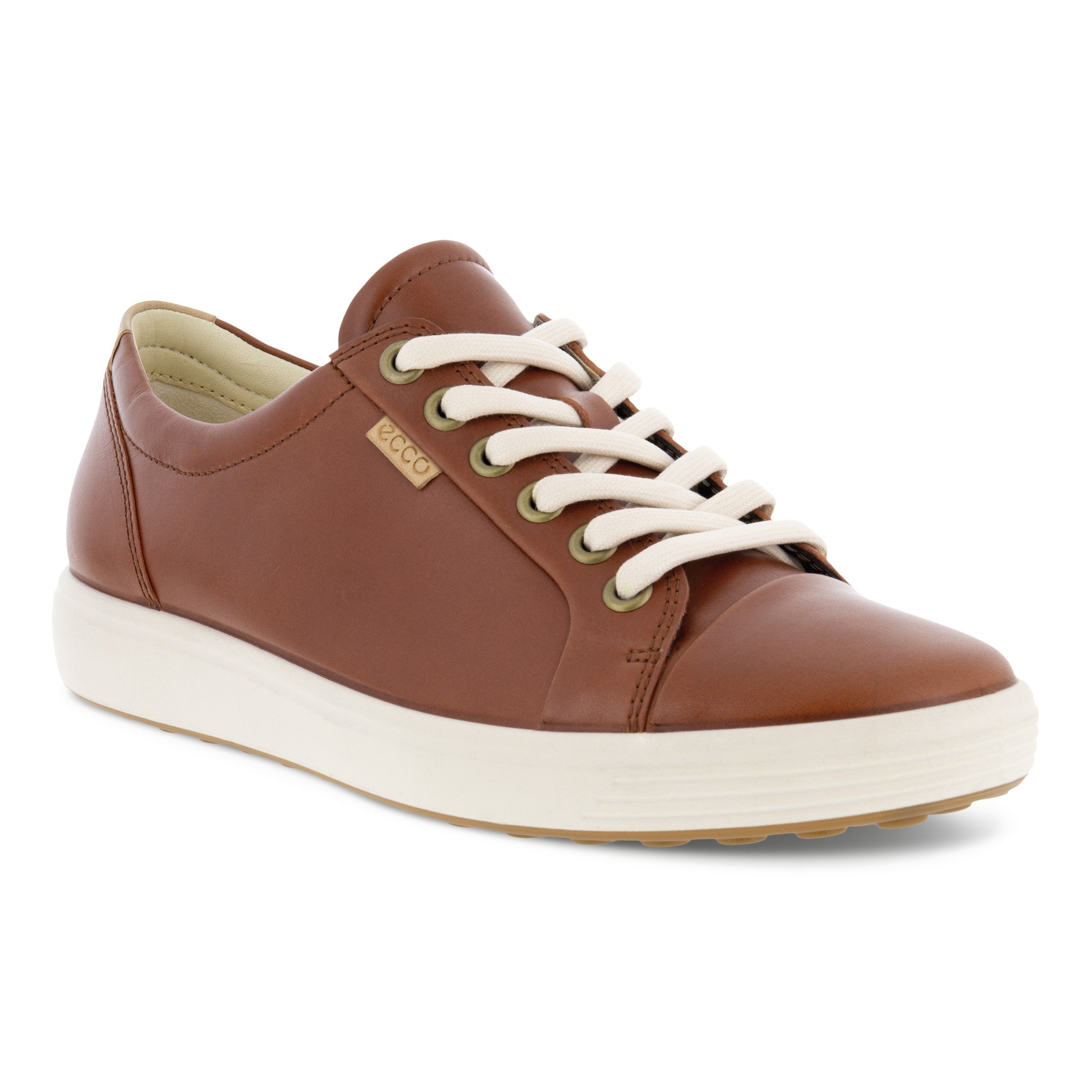 Ecco Soft 01053 Ladies Cognac Leather Arch Support Lace Sh