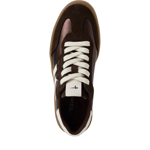 Tamaris 1-23723-44 323 Ladies Brown Metallic Leather Lace Up Trainers