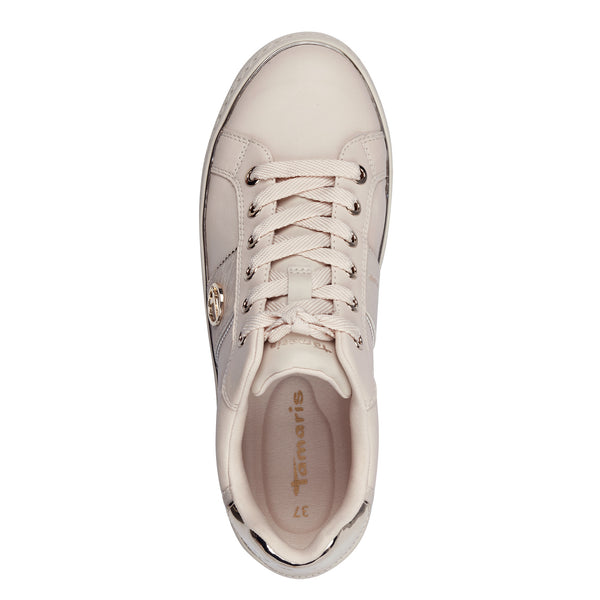 Tamaris 23724-42 Ladies Ivory Leather Lace Up Trainers