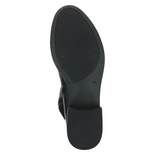 Caprice 25514-41 019 Ladies Black Combi Leather & Textile Side Zip Knee High Boots