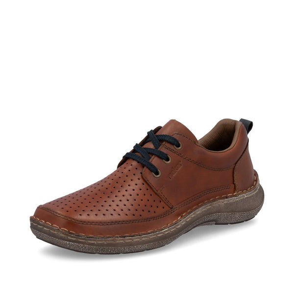 Rieker 03007-24 Mens Wide Brown Leather Lace Up Shoes