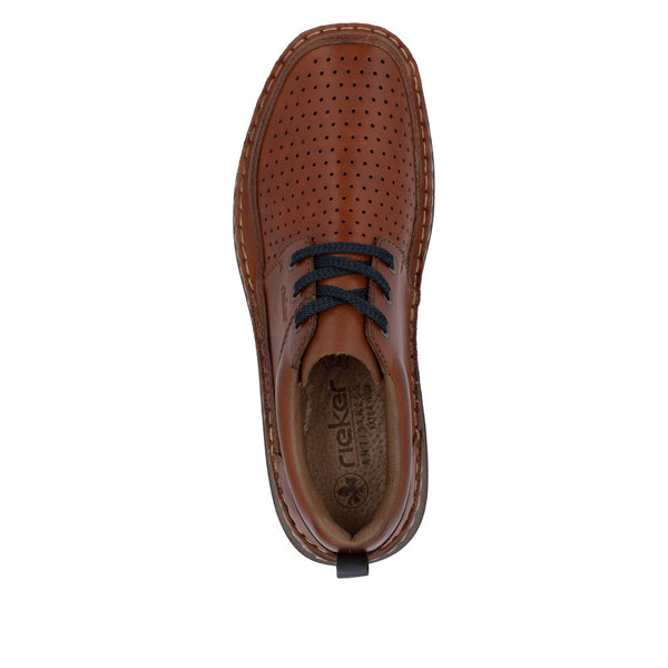 Rieker 03007-24 Mens Wide Brown Leather Lace Up Shoes