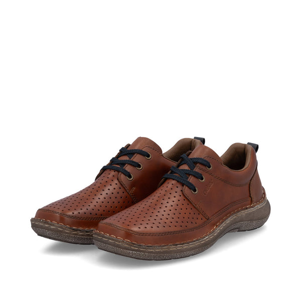Rieker 03007-24 Mens Wide Brown Leather Lace Up Shoes