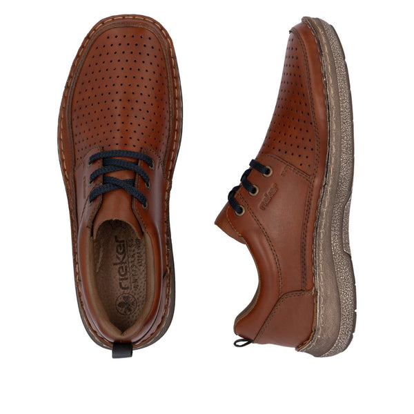 Rieker 03007-24 Mens Wide Brown Leather Lace Up Shoes