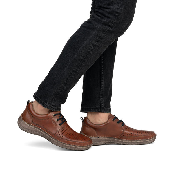 Rieker 03007-24 Mens Wide Brown Leather Lace Up Shoes
