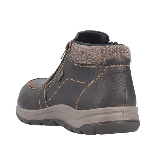 Rieker 03660-25 Mens Brown Leather Water Resistant Twin Zip Ankle Boots