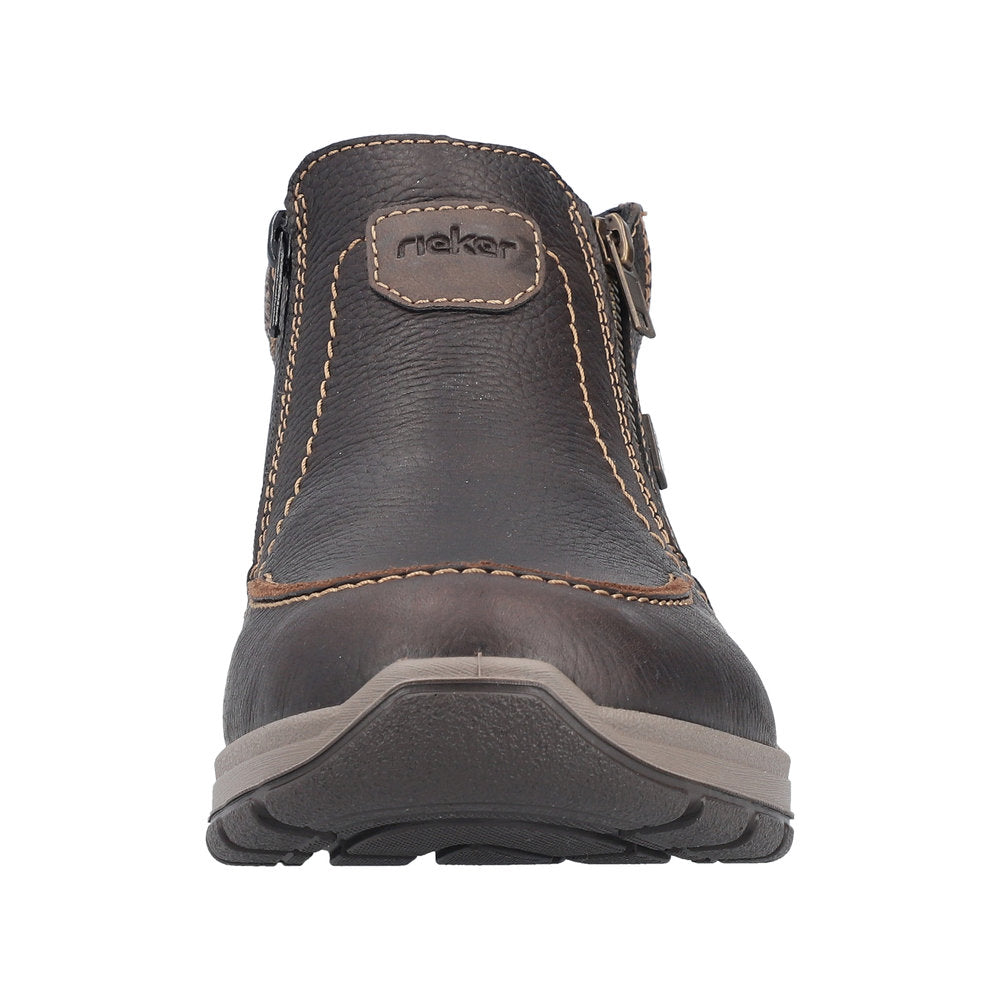 Rieker 03660-25 Mens Brown Leather Water Resistant Twin Zip Ankle Boots