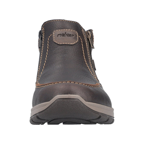 Rieker 03660-25 Mens Brown Leather Water Resistant Twin Zip Ankle Boots