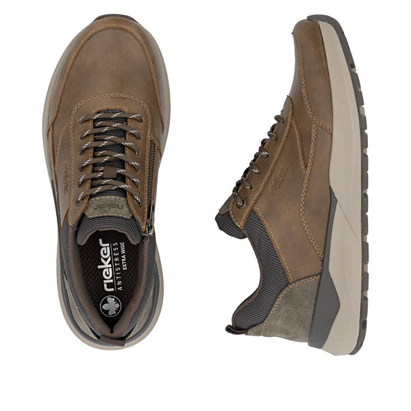 Rieker 06000-22 Mens Brown Zip & Lace Shoes