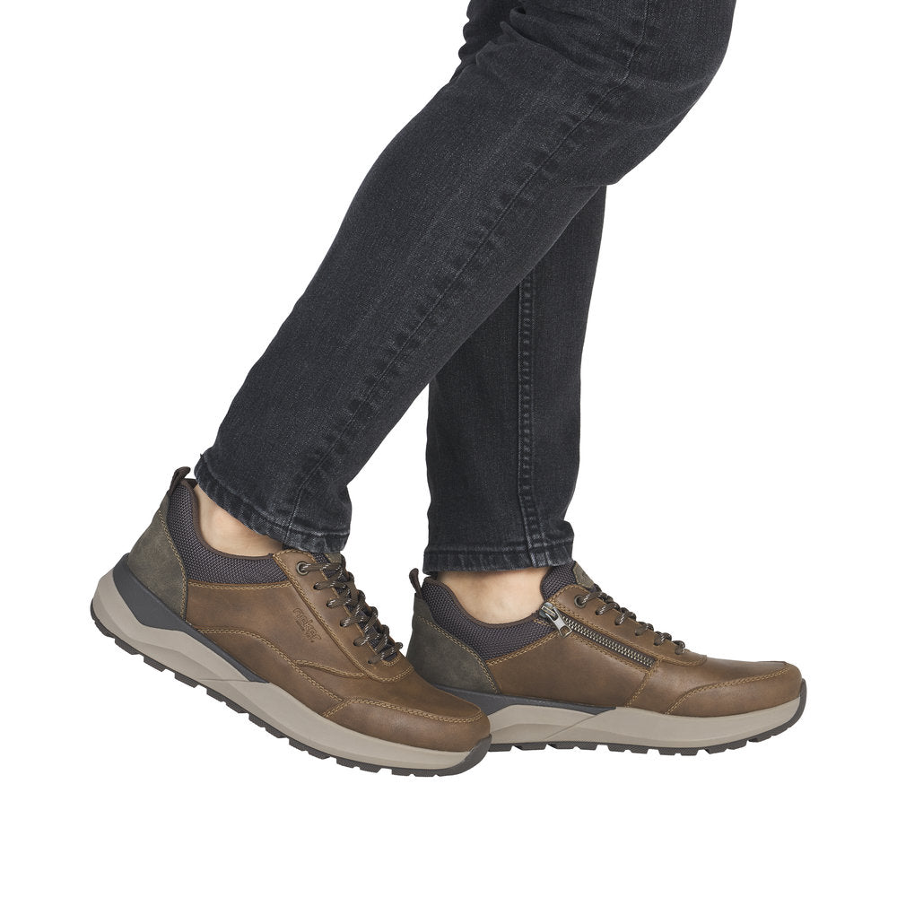 Rieker 06000-22 Mens Brown Zip & Lace Shoes