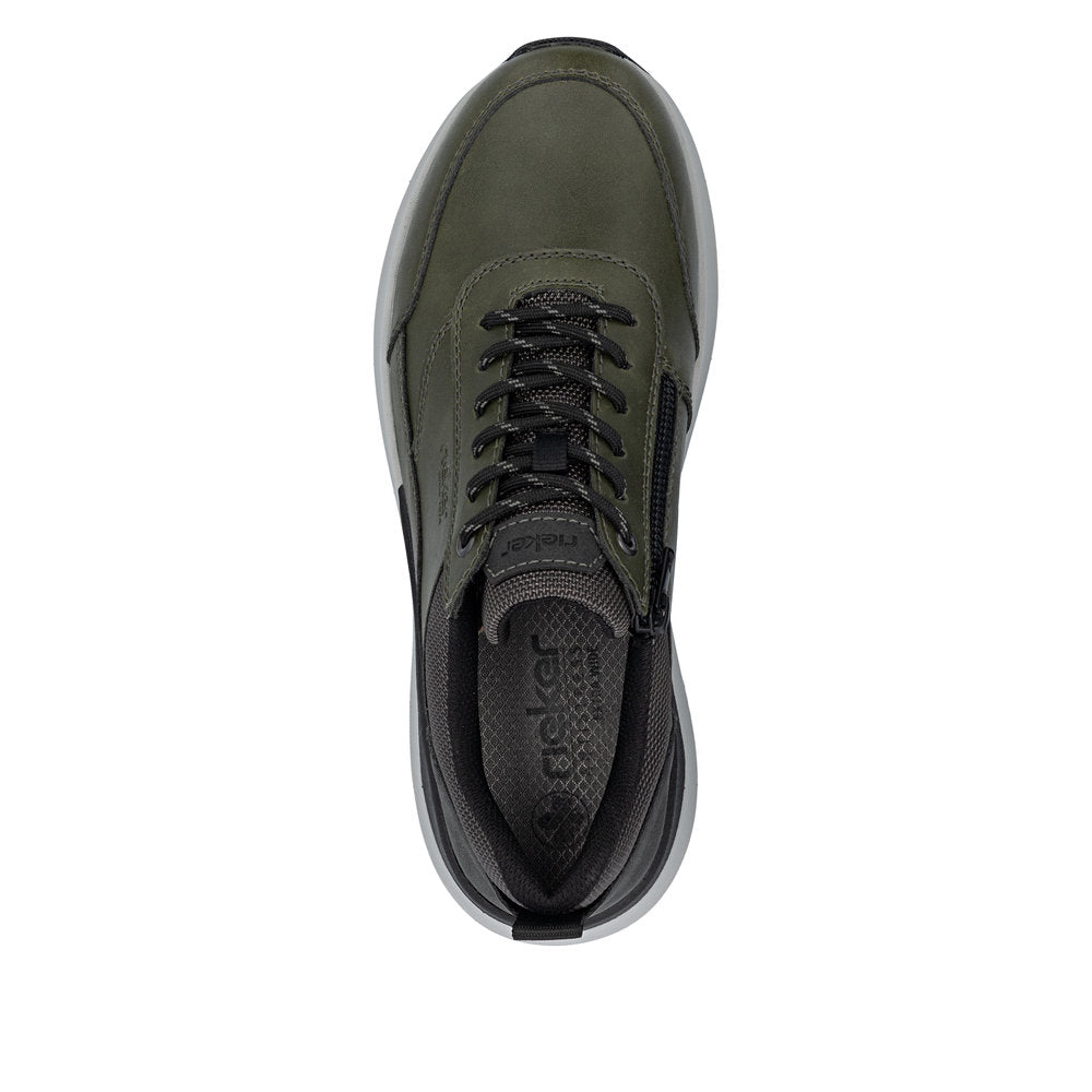 Rieker 06000-54 Mens Green Zip & Lace Shoes