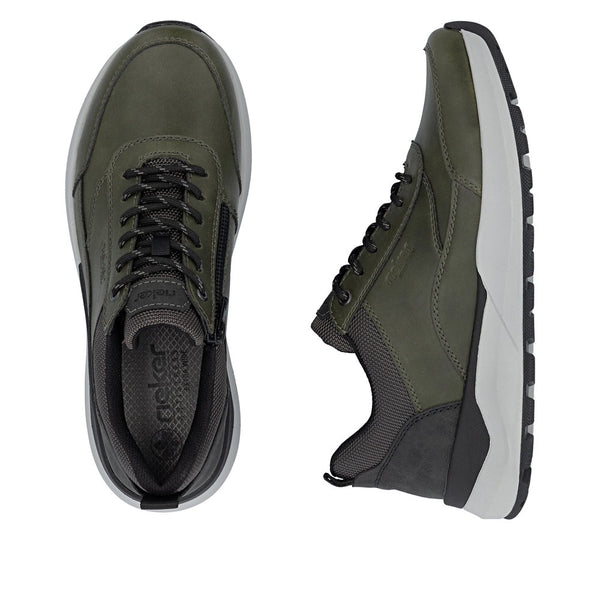Rieker 06000-54 Mens Green Zip & Lace Shoes