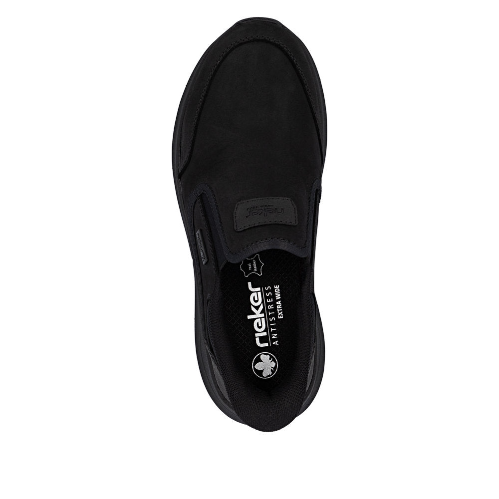 Rieker 06052-00 Ready2Go Mens Black Suede Water Resistant Slip On Shoes