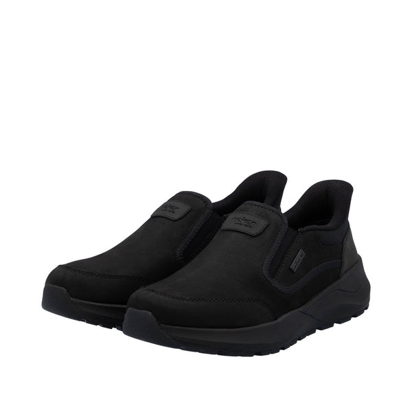 Rieker 06052-00 Ready2Go Mens Black Suede Water Resistant Slip On Shoes