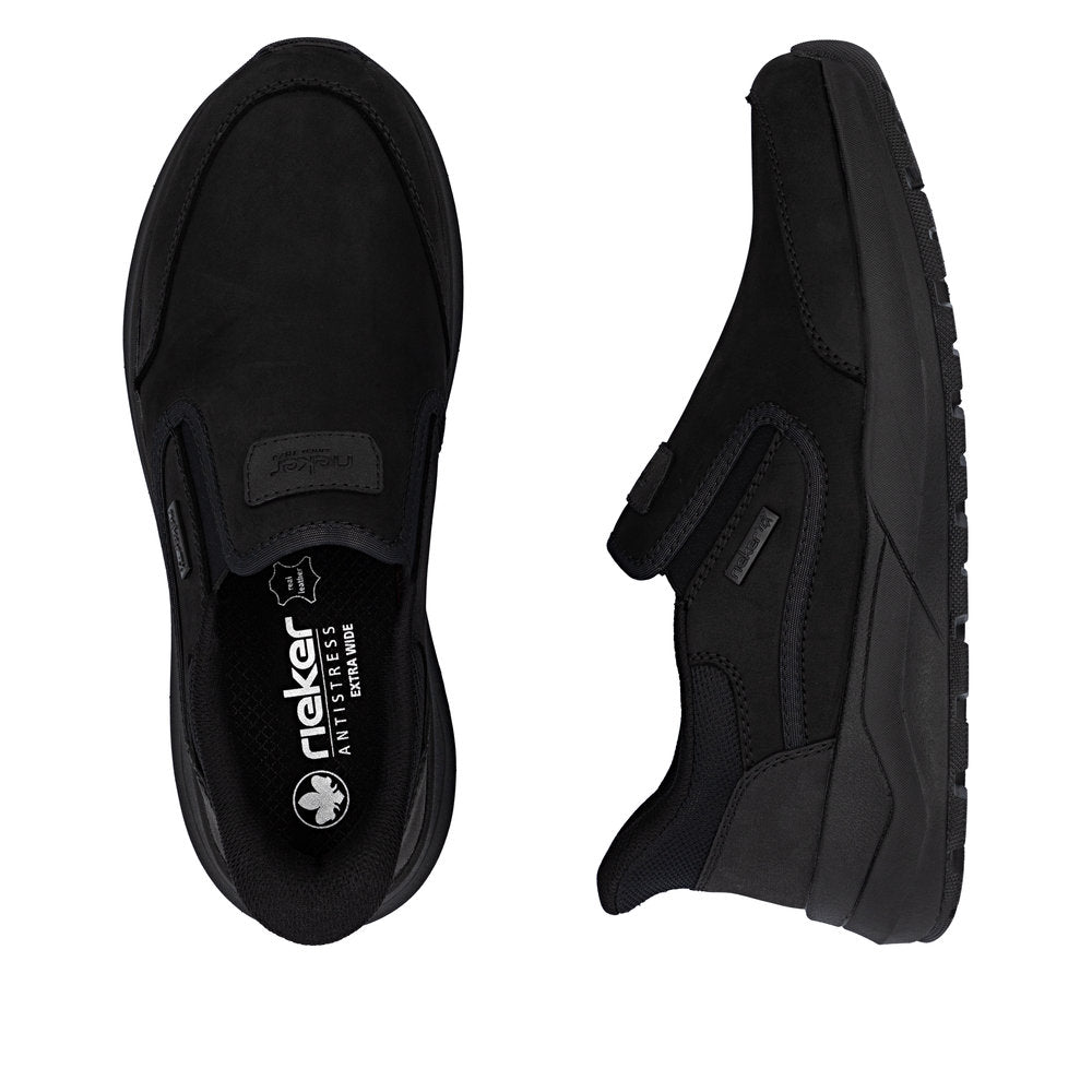 Rieker 06052-00 Ready2Go Mens Black Suede Water Resistant Slip On Shoes