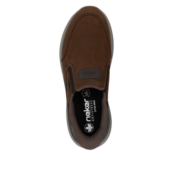 Rieker 06052-22 Ready2Go Mens Brown Suede Water Resistant Slip On Shoes