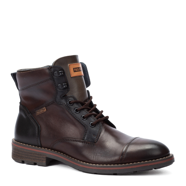 Pikolinos York M2M-8156C1 Mens Olmo Grey Leather Zip & Lace Ankle Boots