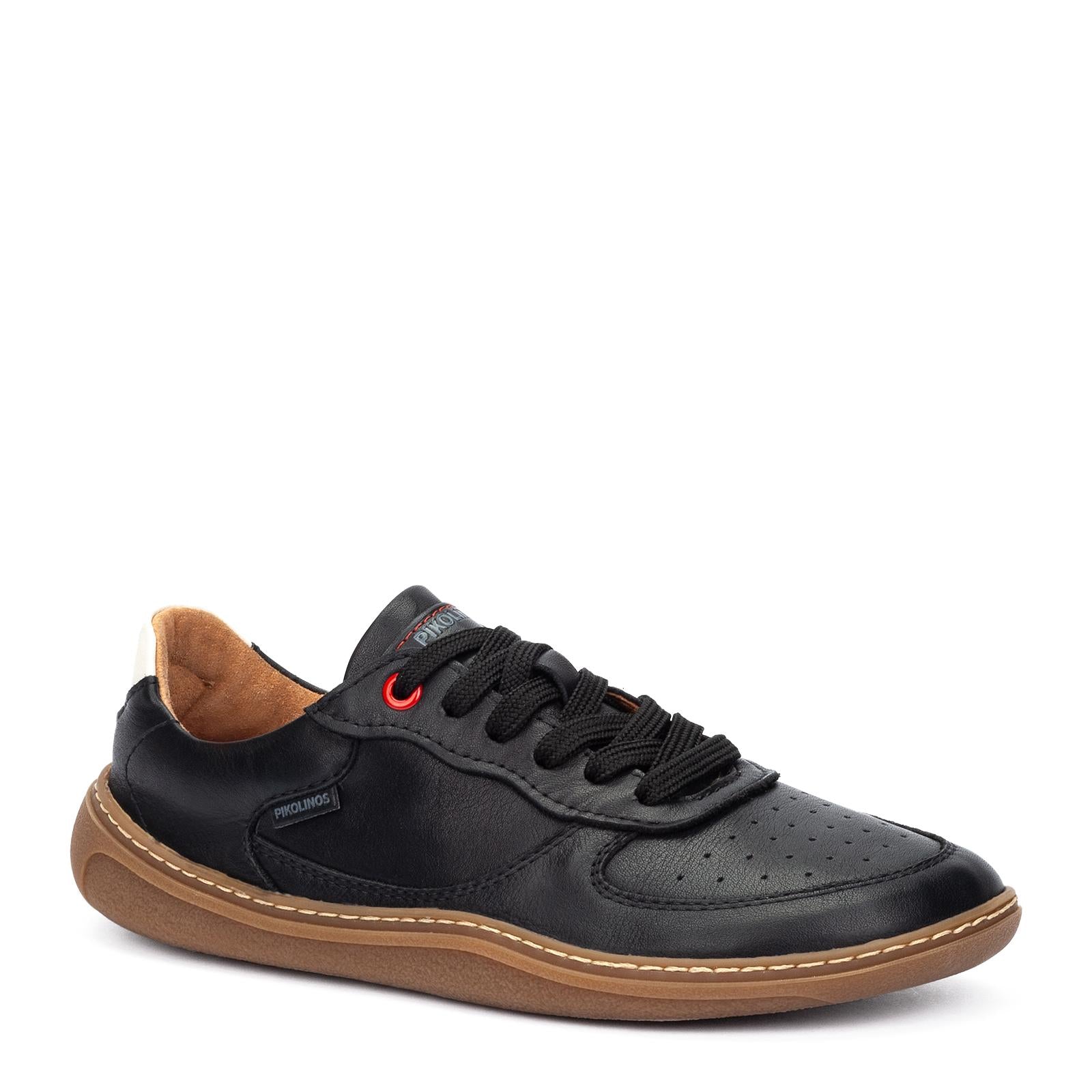 Pikolinos Aranjuez U9F-6363C1 Mens Spanish Black Leather Lace Up Trainers