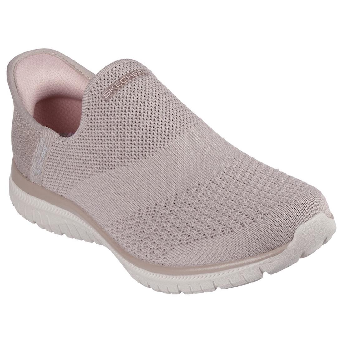 Skechers 104425 Virtue Sleek Ladies Taupe Textile Slip On Trainers