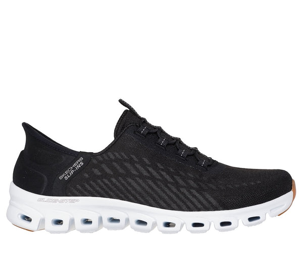 Skechers 104574 Glide Step Tranquility Ladies Black/White Textile Slip On Trainers