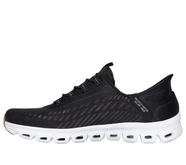 Skechers 104574 Glide Step Tranquility Ladies Black/White Textile Slip On Trainers