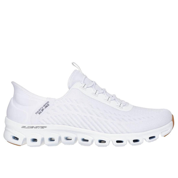 Skechers 104574 Glide Step Tranquility Ladies White/Black Textile Slip On Trainers