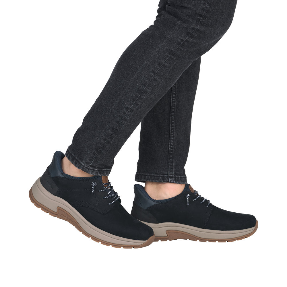 Rieker 11050-14 Ready2Go Mens Wide Blue Suede Slip On Shoes