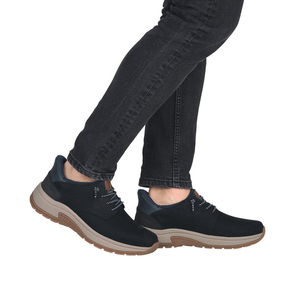 Rieker 11050-14 Ready2Go Mens Wide Blue Suede Slip On Shoes