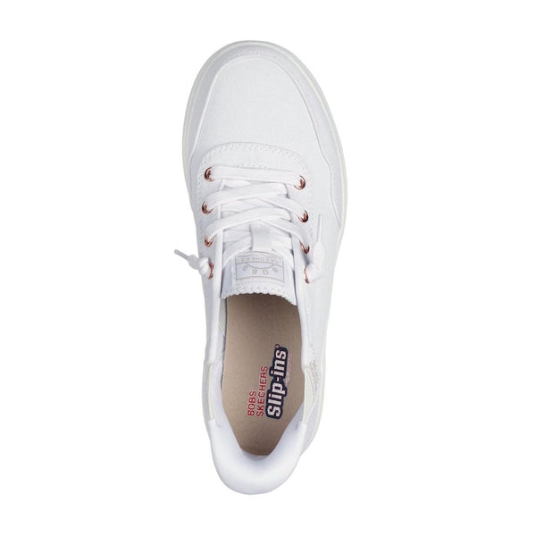 Skechers 114815 Bobs Skip Cute B Cute Sweet Ladies White Textile Lace Up Trainers