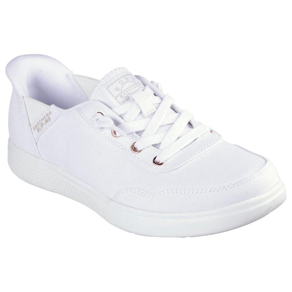 Skechers 114815 Bobs Skip Cute B Cute Sweet Ladies White Textile Lace Up Trainers