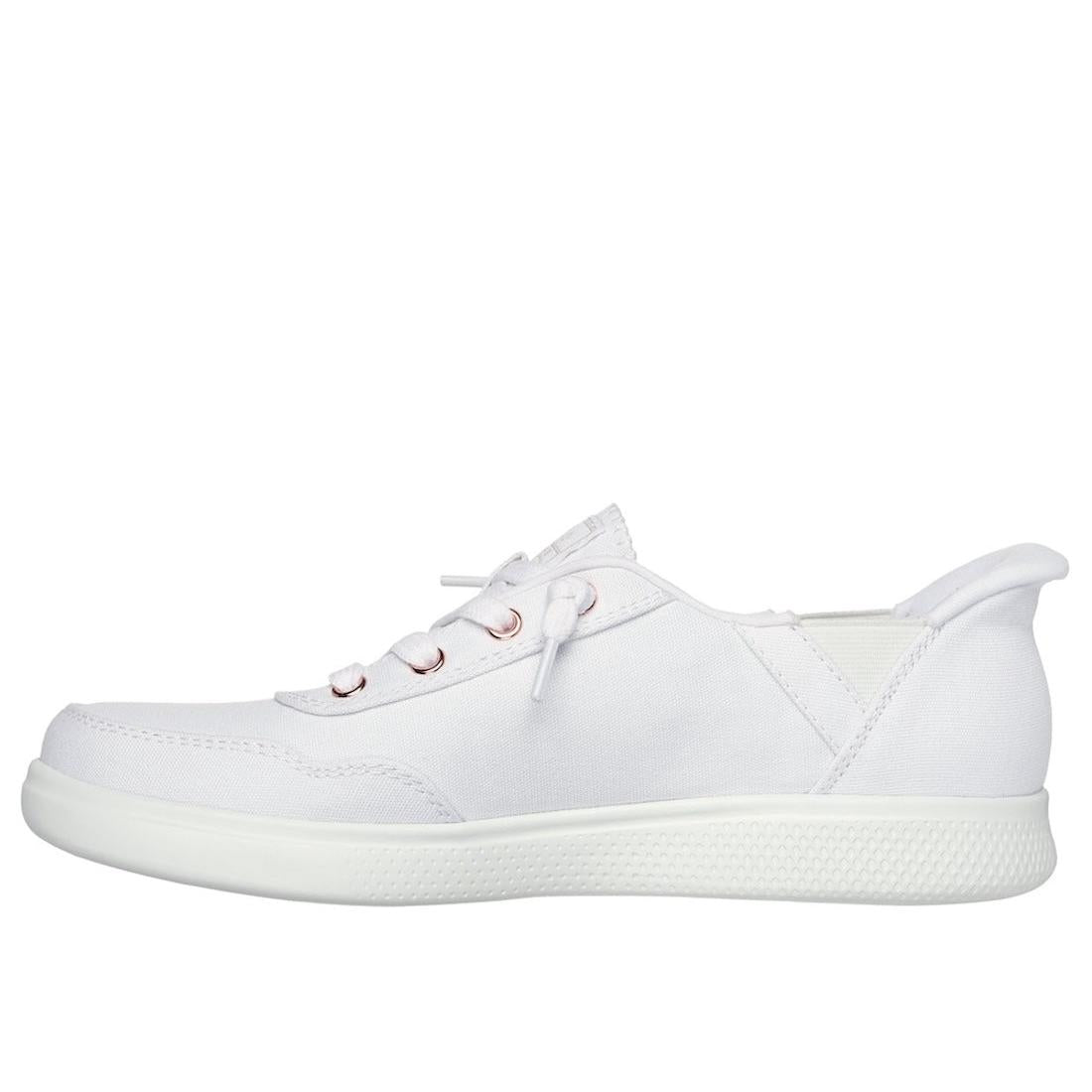 Skechers 114815 Bobs Skip Cute B Cute Sweet Ladies White Textile Lace Up Trainers