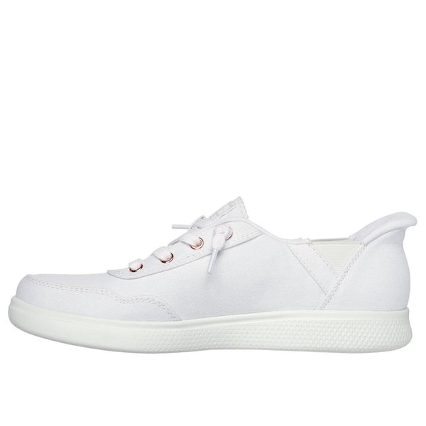 Skechers 114815 Bobs Skip Cute B Cute Sweet Ladies White Textile Lace Up Trainers