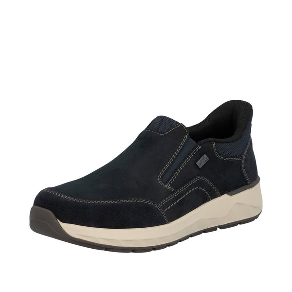 Rieker 11551-14 Ready2Go Mens Blue Suede Water Resistant Slip On Shoes