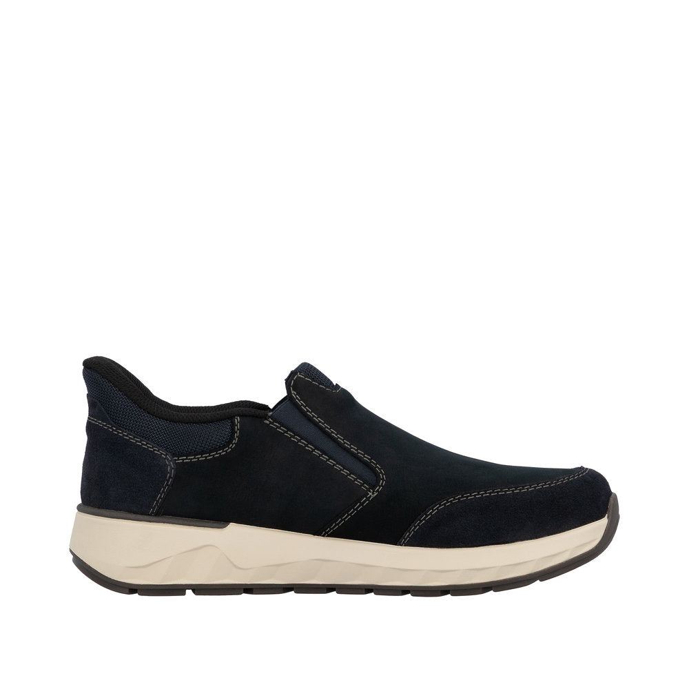 Rieker 11551-14 Ready2Go Mens Blue Suede Water Resistant Slip On Shoes