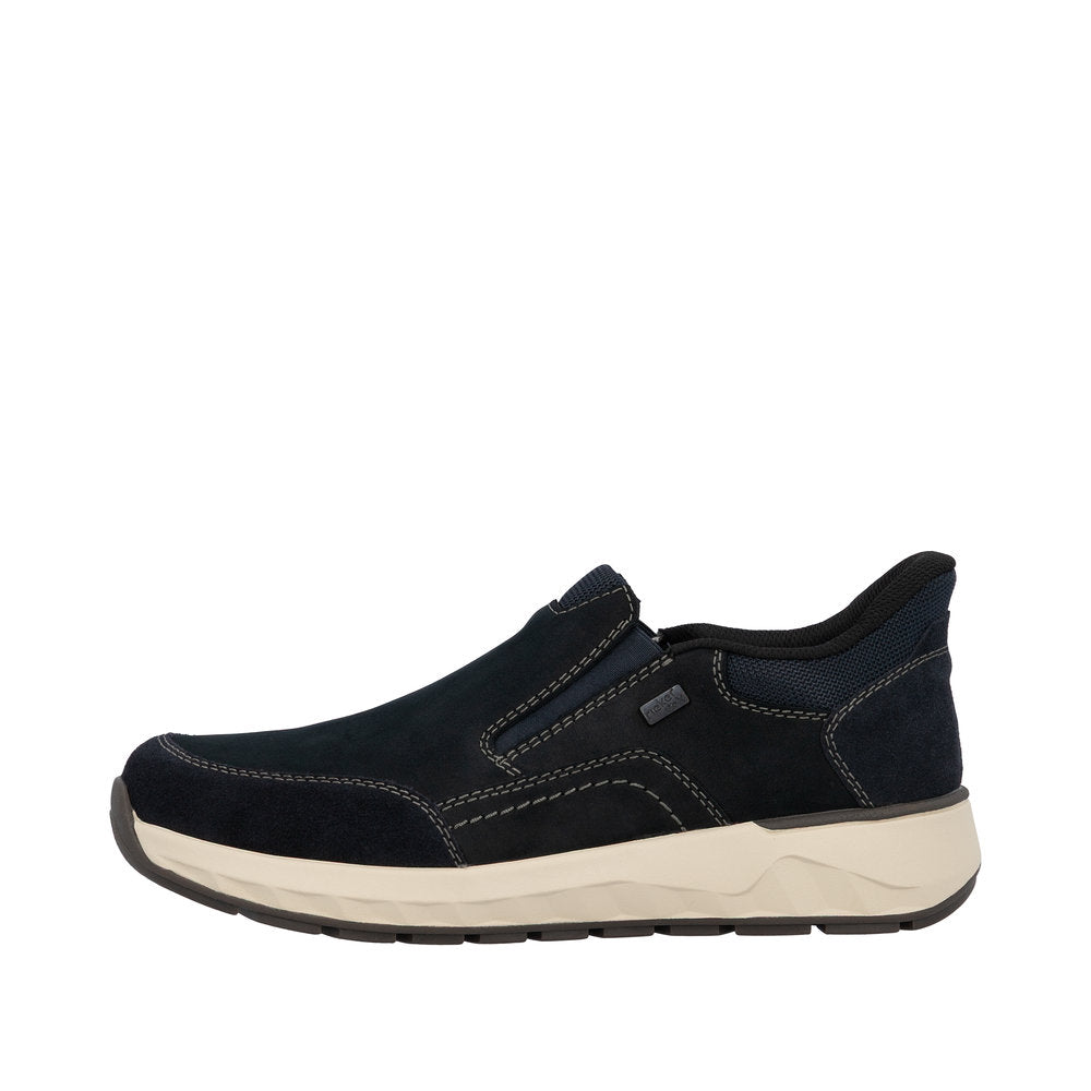 Rieker 11551-14 Ready2Go Mens Blue Suede Water Resistant Slip On Shoes