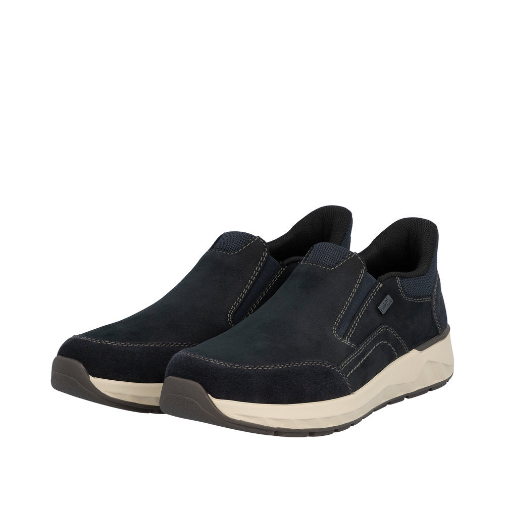 Rieker 11551-14 Ready2Go Mens Blue Suede Water Resistant Slip On Shoes