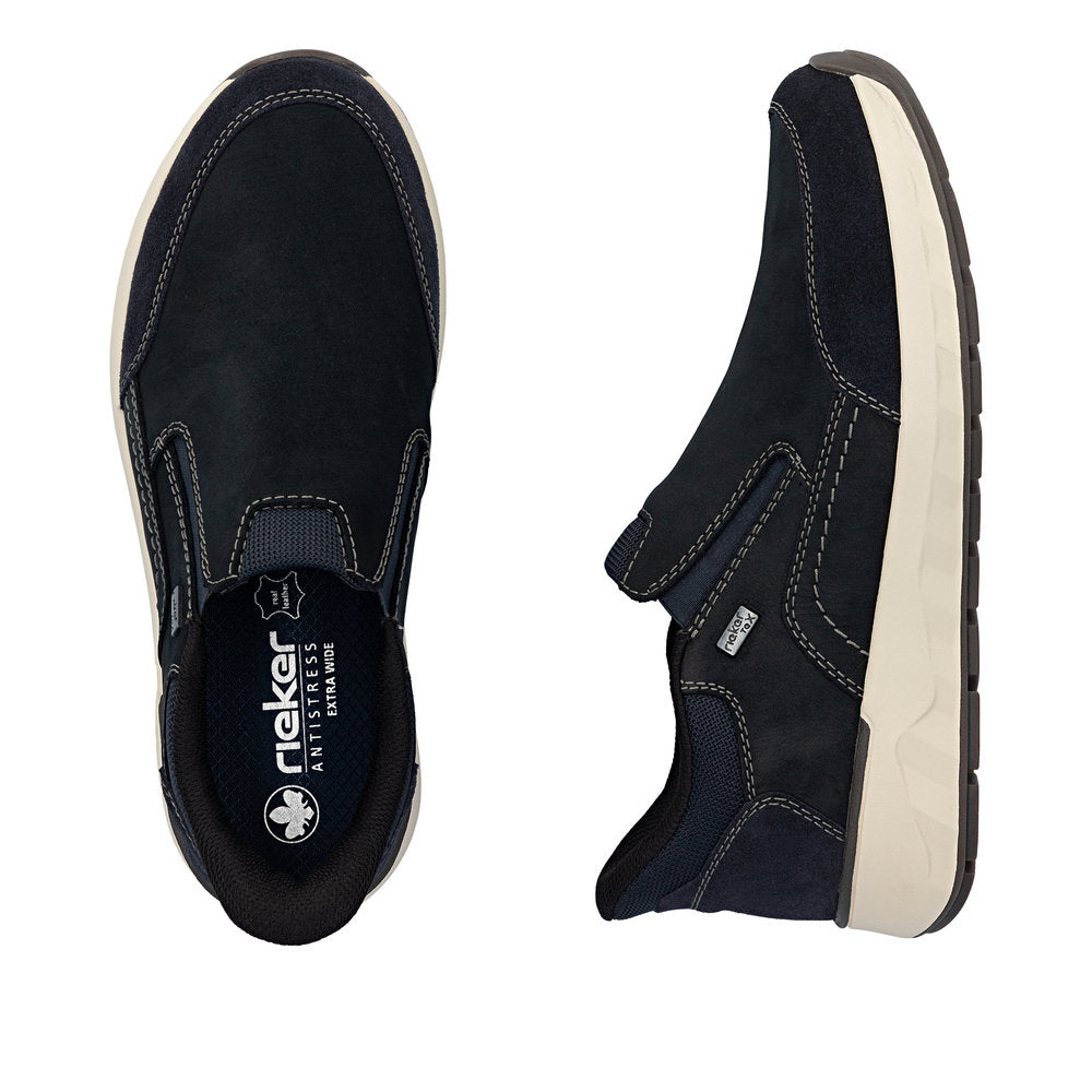 Rieker 11551-14 Ready2Go Mens Blue Suede Water Resistant Slip On Shoes