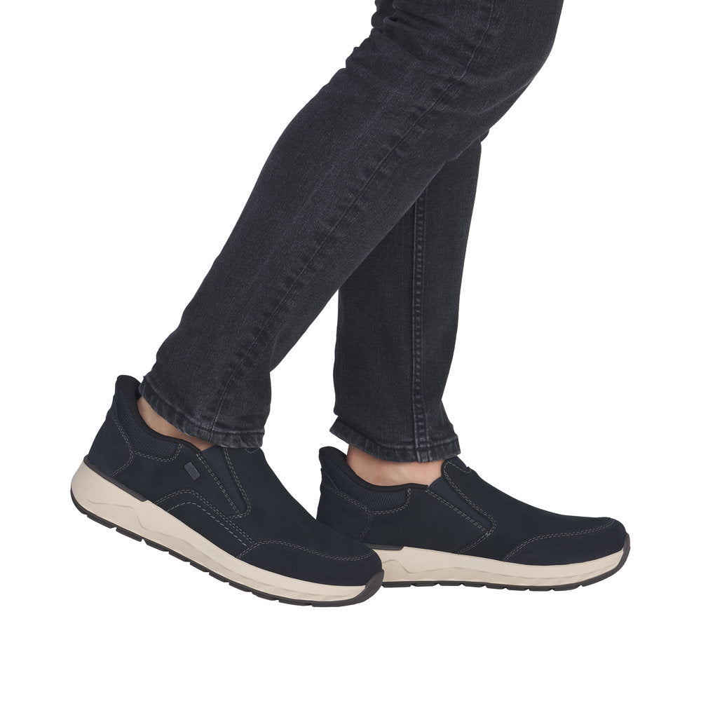 Rieker 11551-14 Ready2Go Mens Blue Suede Water Resistant Slip On Shoes
