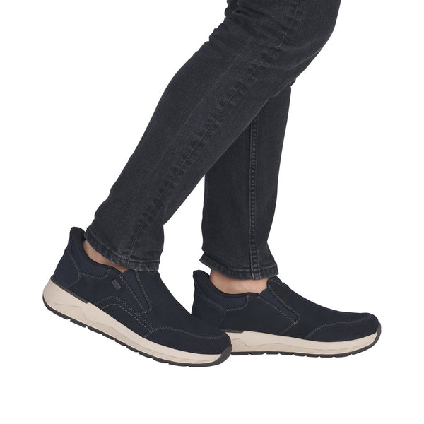 Rieker 11551-14 Ready2Go Mens Blue Suede Water Resistant Slip On Shoes